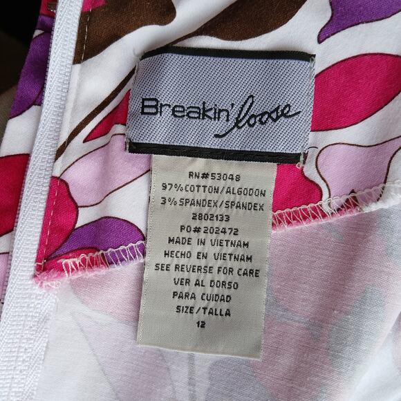 Breakin' Loose Fit & Flare Floral Dress size 12 cotton spandex princess seams - Picture 8 of 15
